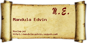 Mandula Edvin névjegykártya